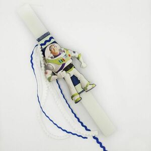 Χειροποίητη λευκή πλακέ λαμπάδα 32 εκ. αστροναύτης - αγόρι, λαμπάδες, για παιδιά