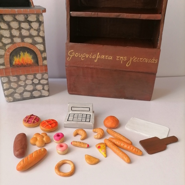Συλλεκτικό σετ παιχνίδι φούρνος για κούκλες 22,5x18x7(μέγεθος barbie) - χαρτί, πηλός, δώρα για παιδιά, σετ δώρου - 3