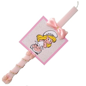 Λαμπάδα για κορίτσι ροζ με καδράκι στρουμφίτσα 39cm - λαμπάδες, για μωρά, για παιδιά, κορίτσι, ήρωες κινουμένων σχεδίων