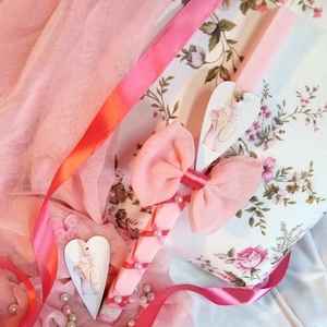 Λαμπάδα για κορίτσι ροζ με ξύλινη καρδιά πουέντ 39cm - λαμπάδες, μπαλαρίνες, για παιδιά, για εφήβους, για μωρά - 2