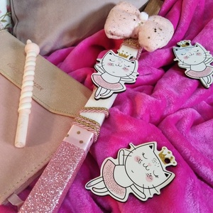 Λαμπάδα για κορίτσι λευκό-ροζ-χρυσό με γατάκι 39cm - κορίτσι, λαμπάδες, για παιδιά, για εφήβους, για μωρά - 3