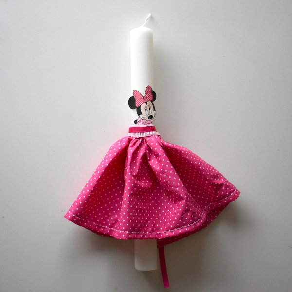 Λαμπάδα κοριτσιου , ποντικάκι,με φουστίτσα πουά ΜΙΝΙ προσωποποιημένη Πασχαλινή Αρωματική Χειροποίητη - κορίτσι, λαμπάδες, για παιδιά, ήρωες κινουμένων σχεδίων
