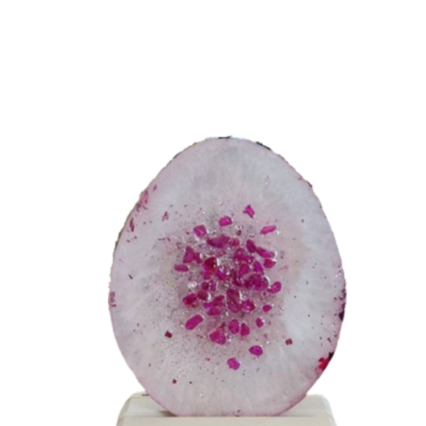 Επιτραπέζιο Πασχαλινό διακοσμητικό ροζ από υγρό γυαλί - νονά, διακοσμητικά, πασχαλινά αυγά διακοσμητικά, δώρα για γυναίκες