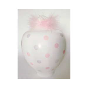 Κουμπαράς πήλινος πουά ροζ λιλά 26εκ.ύψος - κορίτσι, όνομα - μονόγραμμα, δώρα για βάπτιση, κουμπαράδες, βρεφικά - 3