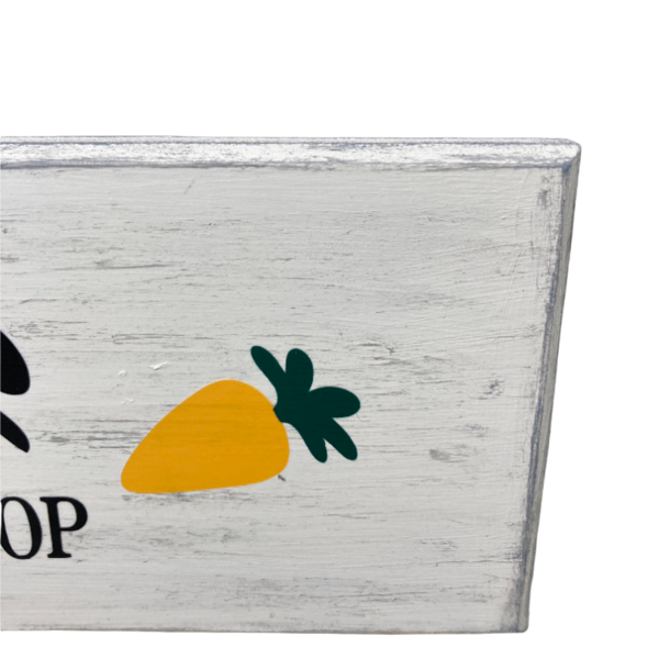 Πασχαλινη Ξυλινη Ασπρη Πινακιδα "HIPPITY HOP" διαστ. 18x7,5 - διακοσμητικά, πασχαλινά δώρα, διακοσμητικό πασχαλινό - 3