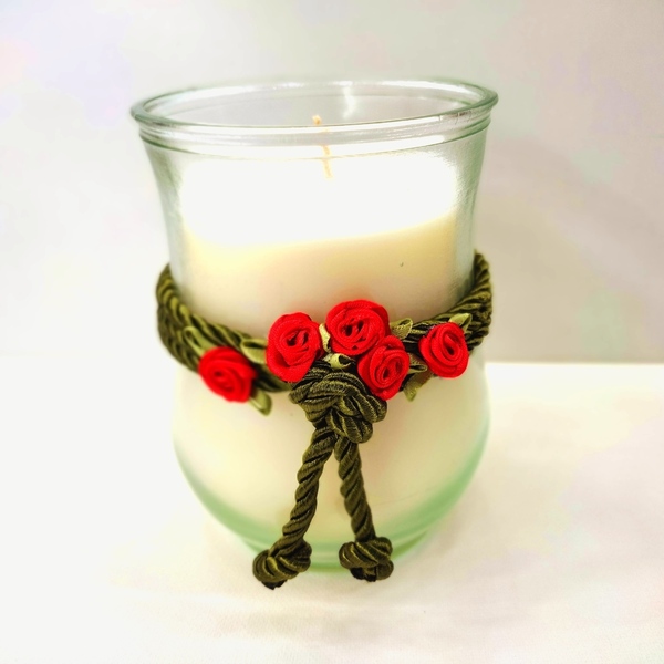Χειροποίητο αρωματικό κερί 500 γρ Λευκό σε γυάλινο ποτήρι πορταβέλα 13 χ 9 εκ με άρωμα καραμέλα - αρωματικά κεριά - 2