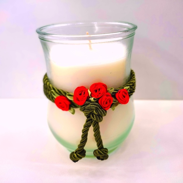 Χειροποίητο αρωματικό κερί 500 γρ Λευκό σε γυάλινο ποτήρι πορταβέλα 13 χ 9 εκ με άρωμα καραμέλα - αρωματικά κεριά - 3