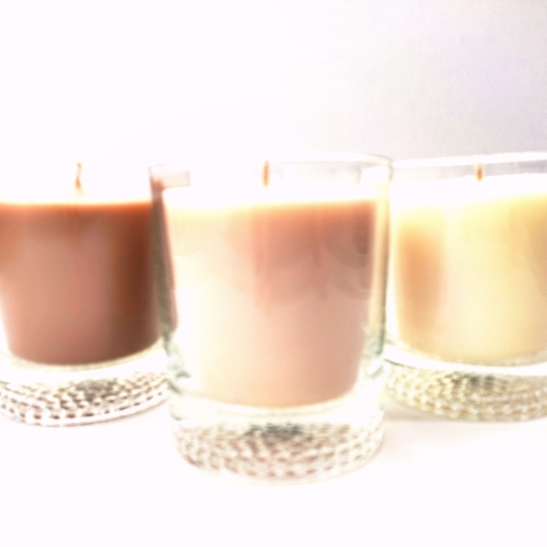 Χειροποίητο σετ αρωματικών κεριών σε τρία γυάλινα ποτήρια 8εκ χ10εκ με άρωμα βανίλια - αρωματικά κεριά - 4