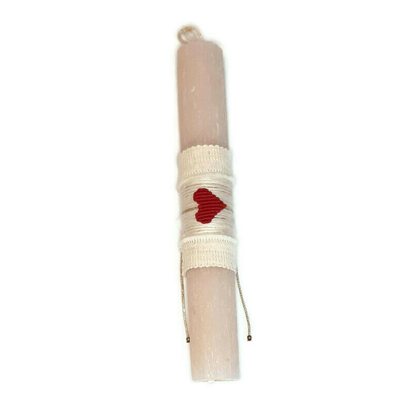Μικρή αρωματική λαμπάδα (20 εκ.) με βραχιόλι κόκκινη καρδιά - κορίτσι, λαμπάδες, για ενήλικες, για εφήβους