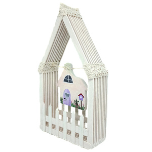 Παιδικό διακοσμητικό λευκό σπιτάκι διπλής όψεως 21×3×11 - κορίτσι, δώρο, διακοσμητικά, για παιδιά, επιτραπέζιο διακοσμητικό, διακοσμητικό παιδικού δωματίου - 2