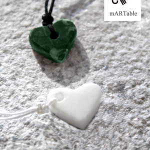 Χειροποίητη καρδιά πλαγιαστη από Ελληνικό μάρμαρο Τήνου σε πράσινο χρώμα - ημιπολύτιμες πέτρες, καρδιά, χειροποίητα, μαμά, layering - 3