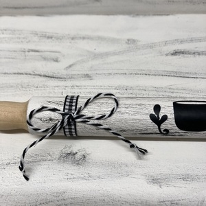 Μικρος διακοσμητικος ασπρομαυρος ξυλινος πλαστης διαμ. 18 cm - ξύλο, διακοσμητικά - 2
