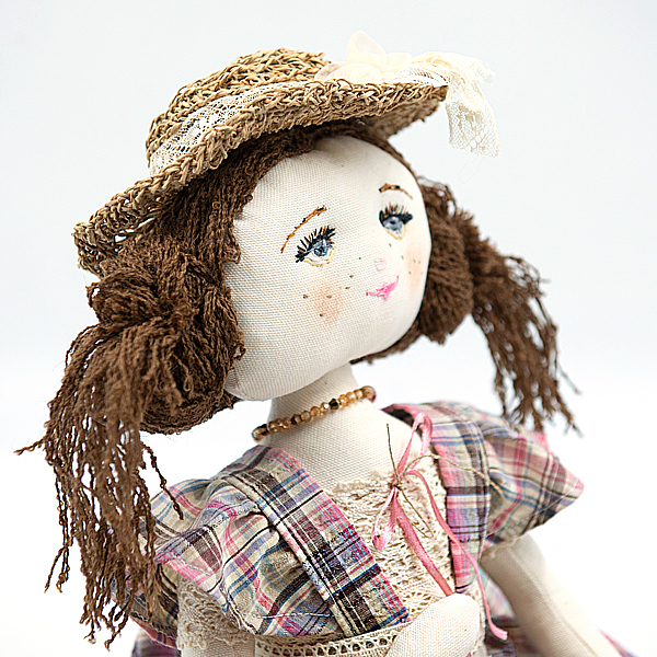 Χειροποίητη πάνινη κούκλα με rustic ενδυμασία, ύψος 35cm - ύφασμα, μινιατούρες φιγούρες, κούκλες - 2
