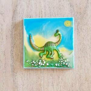 Παιδικό καδράκι δεινόσαυρος από υγρό γυαλί16Χ16 εκατοστά - αγόρι, δώρο, δεινόσαυρος, παιδικοί πίνακες, δώρο γεννεθλίων - 2