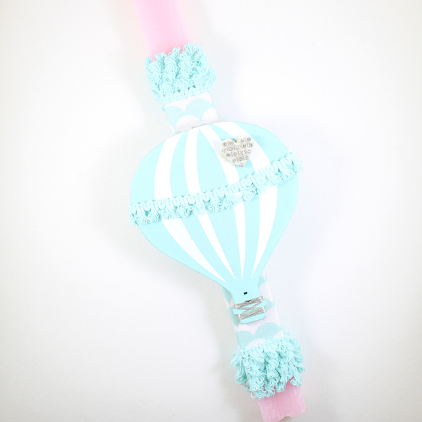 Αρωματική λευκή λαμπάδα ξύλινο Αερόστατο μαγνήτης. Μήκος 33 εκ - λαμπάδες, αερόστατο, για παιδιά, για ενήλικες, για εφήβους