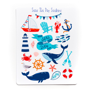 «Seas The Day Stickers» Φύλλο Αυτοκόλλητο 27cmx21cm - κορίτσι, αγόρι, θάλασσα, αυτοκόλλητα