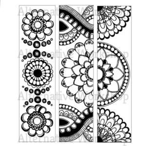 5 Εκτυπώσιμοι Ασπρόμαυροι Σελιδοδείκτες Mandala ζωγραφισμένοι στο χέρι 5χ20εκ - Vol1 - σελιδοδείκτες