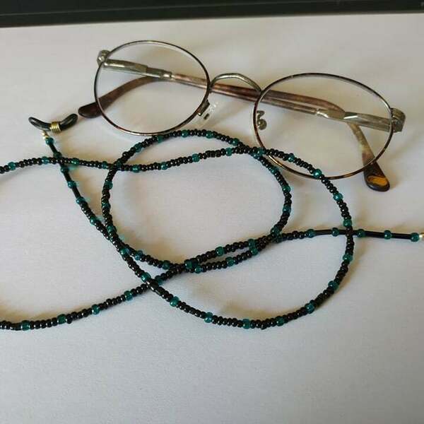 Κορδόνι γυαλιών από μαύρες χάντρες - χειροποίητα, χάντρες, αλυσίδα γυαλιών, κορδόνια γυαλιών - 2
