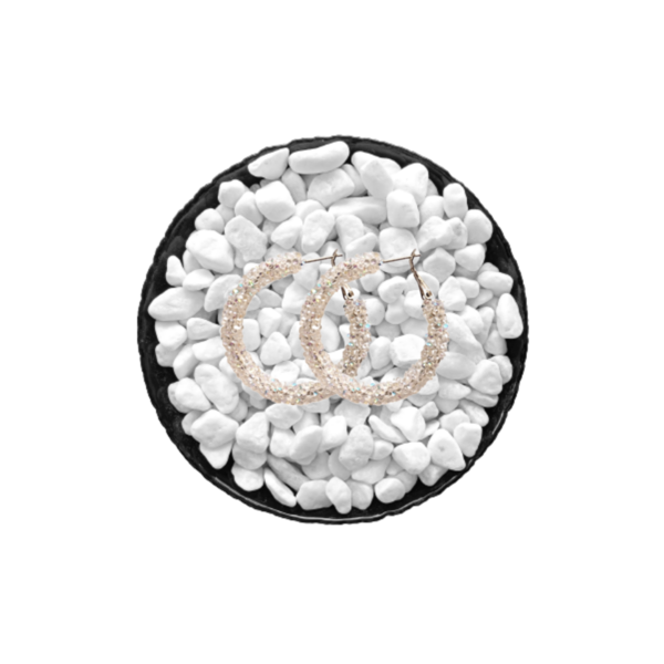 Σκουλαρίκια-Κρίκοι με Λευκά Κρύσταλλα - κρίκοι, πέτρες, ατσάλι, νυφικά