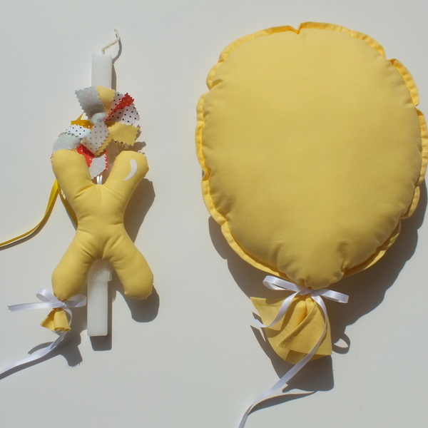 Λαμπάδα με μονόγραμμα μπαλόνι - κίτρινο - λαμπάδες, μονογράμματα, για παιδιά, για μωρά - 3