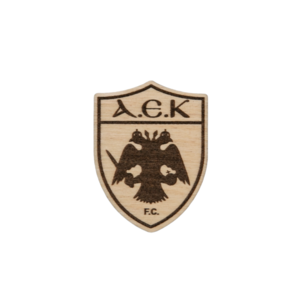 Ξύλινο Διακοσμητικό λογότυπο ΑΕΚ, Φυσικό Χρώμα Ξύλου, Διάσταση: 7Χ5εκ. - ποδόσφαιρο, μπρελοκ κλειδιών