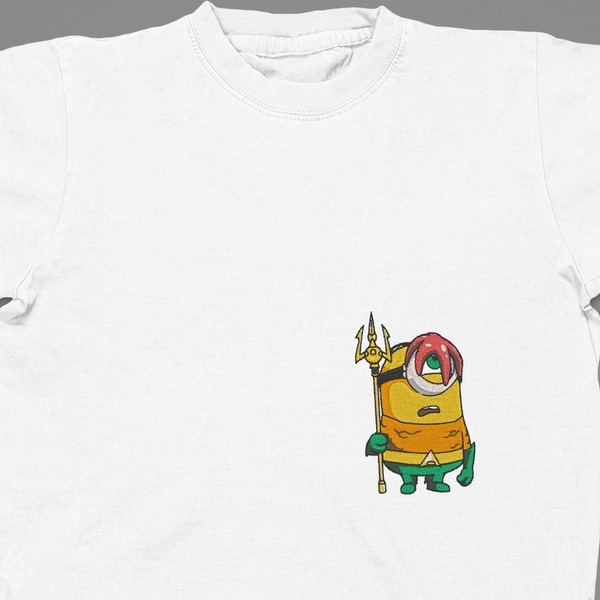 Βαμβακερό μπλουζάκι με κεντητό σχέδιο Minion aquaman - βαμβάκι, κεντητά, δώρο