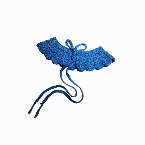 Χειροποίητο πλεκτό γιακά - μπλε χρώμα- 45 cm περίμετρο-ακρυλικό νήμα