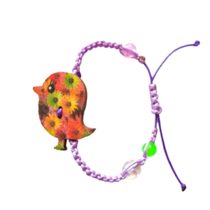 Βραχιόλι πουλάκι μαργαρίτες με φωσφοριζέ χάντρες - κοσμήματα, πουλάκι, λουλούδια
