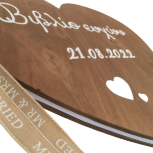 Βιβλίο ευχών γάμου ξύλινη καρδιά 30cm - καρδιά, personalised, γάμου - βάπτισης - 3