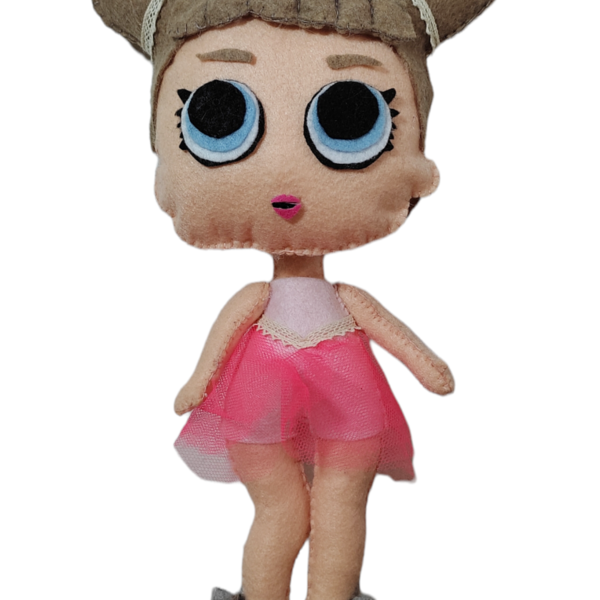 Κούκλα από τσόχα με φούξια φούστα-ύψος 35 εκατοστά - λούτρινα, κουκλίτσα - 2