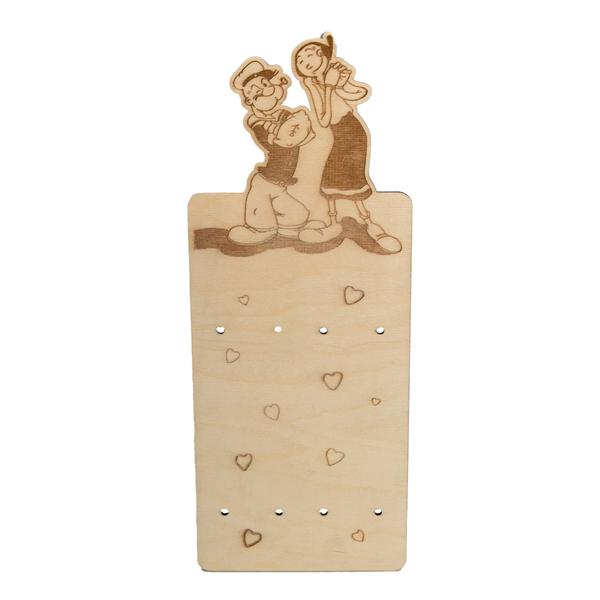Ξύλινη Πλάτη για 2 λαμπάδες "Popeye & Olive Oyl", Φυσικό χρώμα ξύλου, Διάσταση: 36Χ15εκ. - σετ, διακοσμητικά, ζευγάρια, ήρωες κινουμένων σχεδίων
