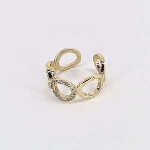Επίχρυσο δαχτυλίδι με κύκλους σε χρυσό χρώμα με ζιργκον Διαστάσεις 2 εκ. - μεγάλα, γεωμετρικά σχέδια, αυξομειούμενα, επιχρυσωμένα, χαλκός