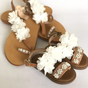 Christening shoes leather sandals - δέρμα, σανδάλια, μαμά και κόρη - 3