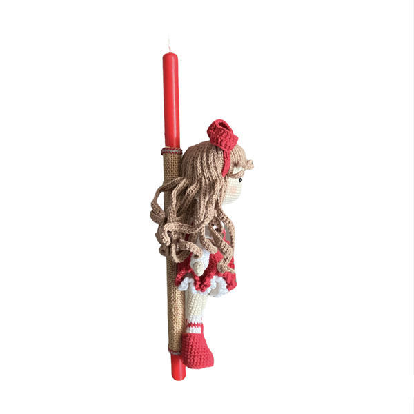 Λαμπάδα πλεκτή κούκλα Bella 38 cm - κορίτσι, λαμπάδες, για παιδιά, παιχνιδολαμπάδες - 2