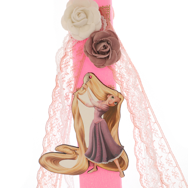 Λαμπάδα πασχαλινή αρωματική ροζ πριγκίπισσα μακριά μαλλιά 30εκ - κορίτσι, λαμπάδες, για παιδιά, πριγκίπισσες - 2