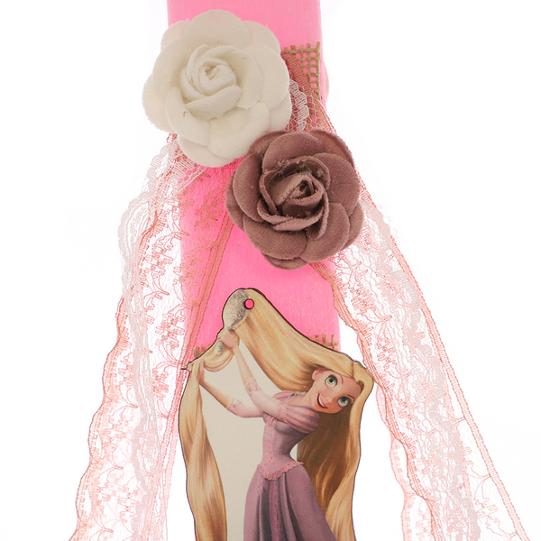 Λαμπάδα πασχαλινή αρωματική ροζ πριγκίπισσα μακριά μαλλιά 30εκ - κορίτσι, λαμπάδες, για παιδιά, πριγκίπισσες - 3