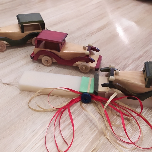Πασχαλινή αρωματική λαμπάδα για αγόρι "ξύλινο αυτοκίνητο" - αγόρι, λαμπάδες, αυτοκινητάκια, για παιδιά, πασχαλινά δώρα - 5