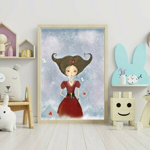 Η Αλίκη στη χώρα των θαυμάτων - Η κόκκινη βασίλισσα - αφίσα για το παιδικο δωματιο Α3 μέγεθος 30x40 - κορίτσι, αφίσες, πριγκίπισσα