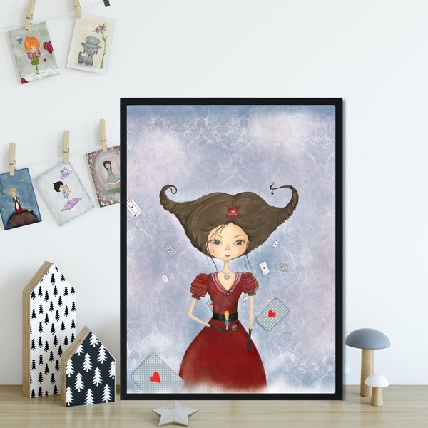 Η Αλίκη στη χώρα των θαυμάτων - Η κόκκινη βασίλισσα - αφίσα για το παιδικο δωματιο Α3 μέγεθος 30x40 - κορίτσι, αφίσες, πριγκίπισσα - 2