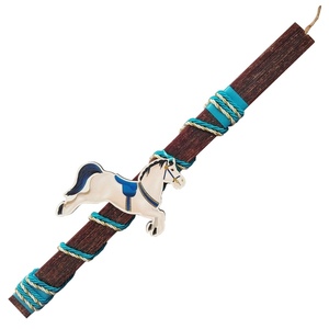 Λαμπάδα για αγόρι καφέ με ξύλινο άλογο 33cm - αγόρι, λαμπάδες, για παιδιά, για εφήβους