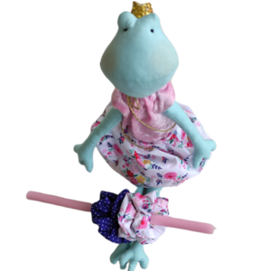 Βασίλισσα βάτραχος με λαμπάδα και scrunchies - λαμπάδες, για παιδιά, κορίτσι, ζωάκια, πριγκίπισσες
