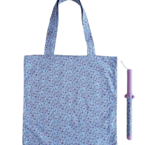 Πασχαλινή λαμπάδα με τσάντα tote για τα ψώνια φλοράλ λιλά - κορίτσι, λουλούδια, λαμπάδες, για ενήλικες, για εφήβους