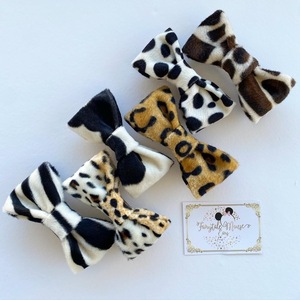 Bow Clip~Animal Prints - hair clips, ύφασμα