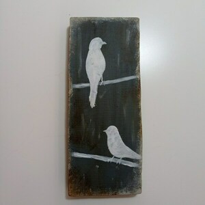"BIRD COLLECTION"-ξύλινο πινακάκι- 14,5*6εκ - ξύλο, πουλάκια, σπίτι, διακοσμητικά