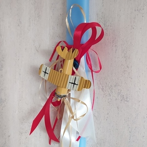 Πασχαλινή αρωματική λαμπάδα (30cm) για αγόρι "μεταλλικό αεροπλάνο Vintage" - αγόρι, λαμπάδες, αεροπλάνο, για παιδιά, πασχαλινά δώρα - 2