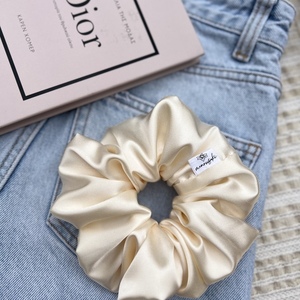 Vanilla XL satin scrunchie - ύφασμα, σατέν, λαστιχάκια μαλλιών, satin scrunchie - 2