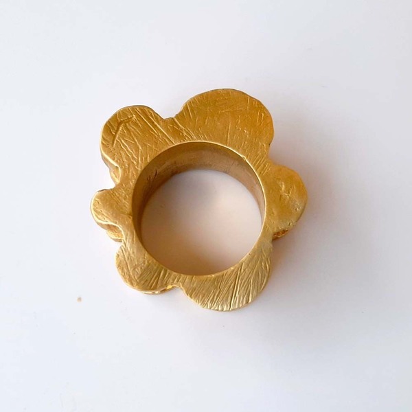 Δαχτυλίδι από μπρούτζο σε σχήμα ακανόνιστο λουλούδι - εντυπωσιακό, λουλούδι, μπρούντζος, σταθερά, μεγάλα - 2