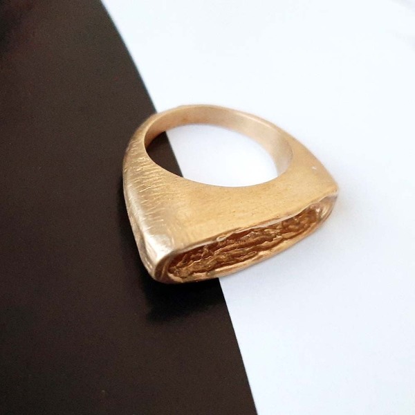Δαχτυλίδι από μπρούτζο με άνοιγμα - γεωμετρικά σχέδια, μπρούντζος, μεγάλα, αυξομειούμενα - 4
