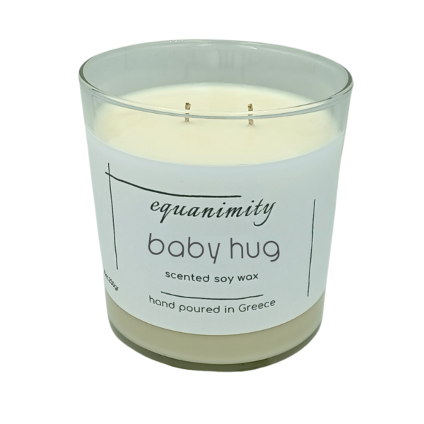100% Φυτικό Αρωματικό Κερί σόγιας 250γρ. Διάφανο Γυάλινο δοχείο Baby Hug (πούδρα) - αρωματικά κεριά