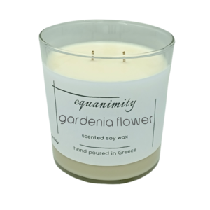 100% Φυτικό Αρωματικό Κερί σόγιας 250γρ. Διάφανο Γυάλινο δοχείο Gardenia Flower (άρωμα αυθεντικής Γαρδένιας) - αρωματικά κεριά